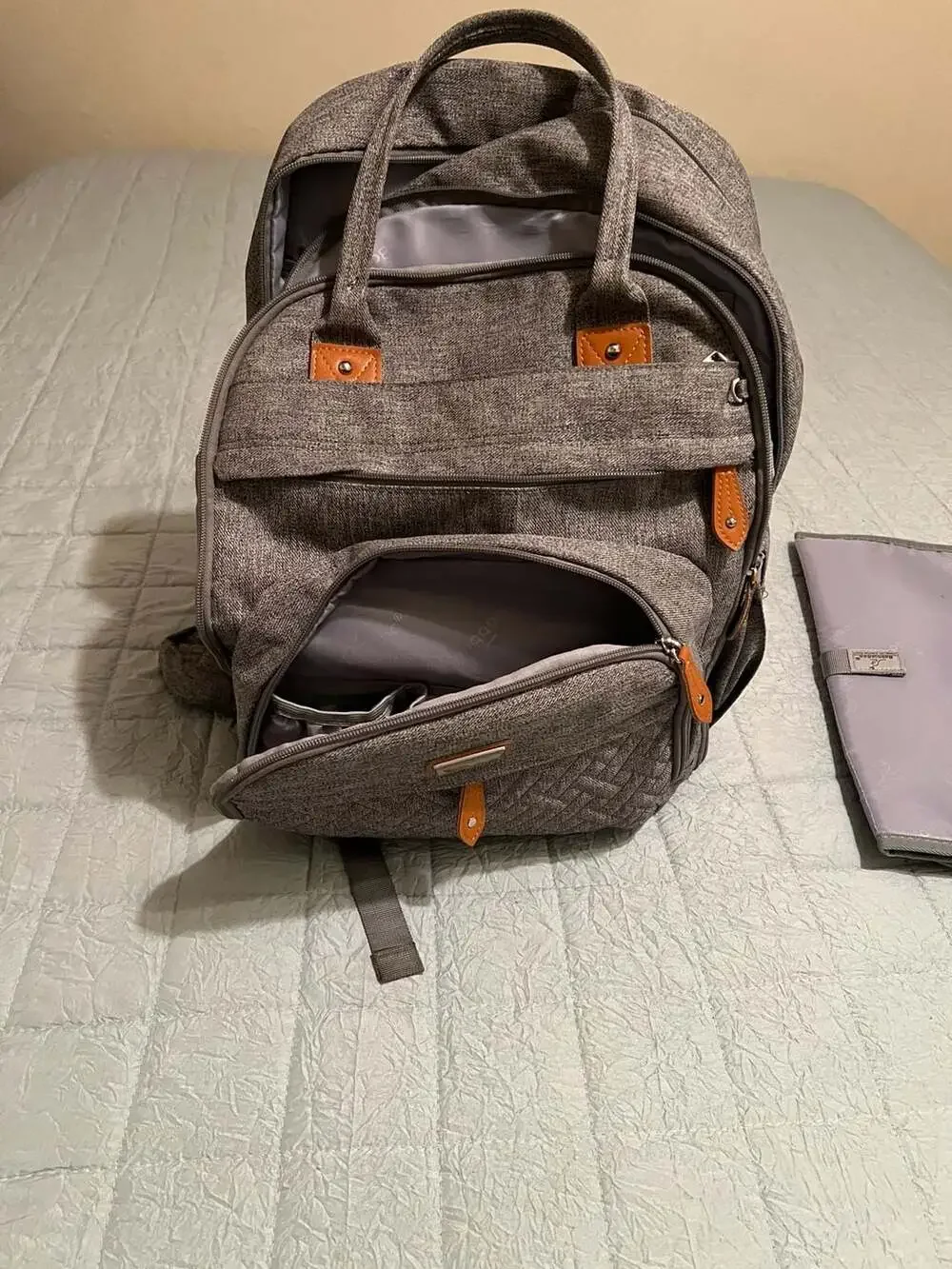 BabbleRoo Diaper Bag Backpack with Changing Pad & Stroller Straps